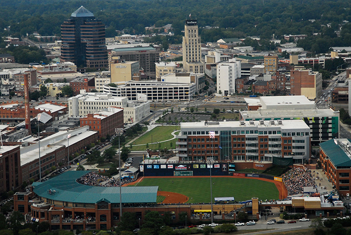 Downtown Durham aerial photo