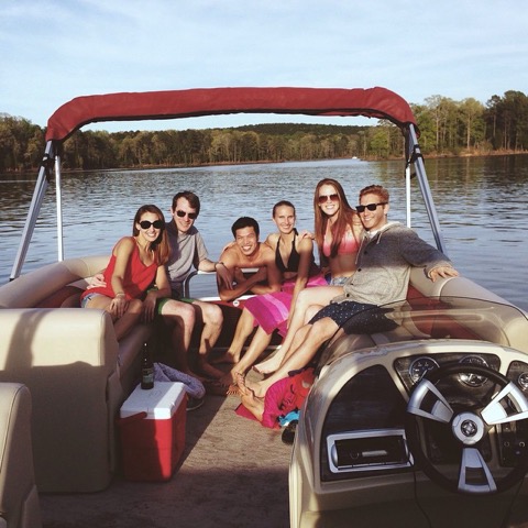 Six people on a boat