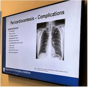 Screen showing complications of pericardiocentesis