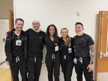 Residents in scrubs