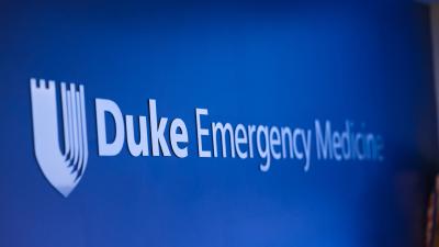 Duke Emergency Medicine logo on the wall of the department