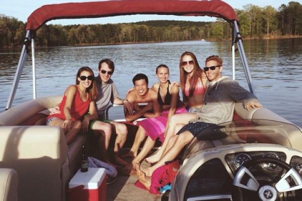 Six people on a boat