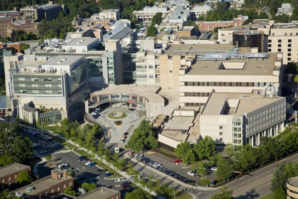 Aerial view of the Duke emergency department entrance