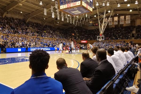 A basketball game at Duke