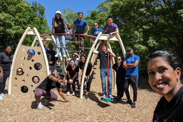 Dr. Sreeja Natesan poses with Duke Emergency Medicine residents during our annual residency retreat.