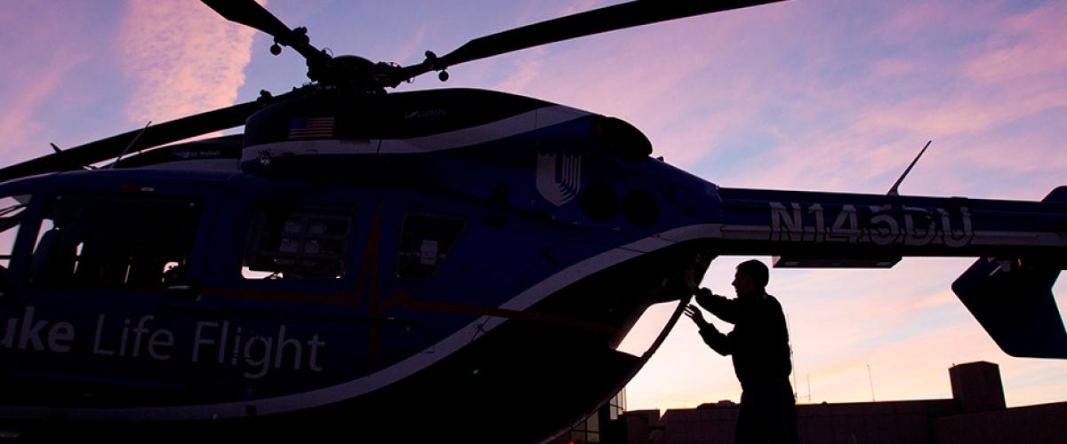 Duke Life Flight at night