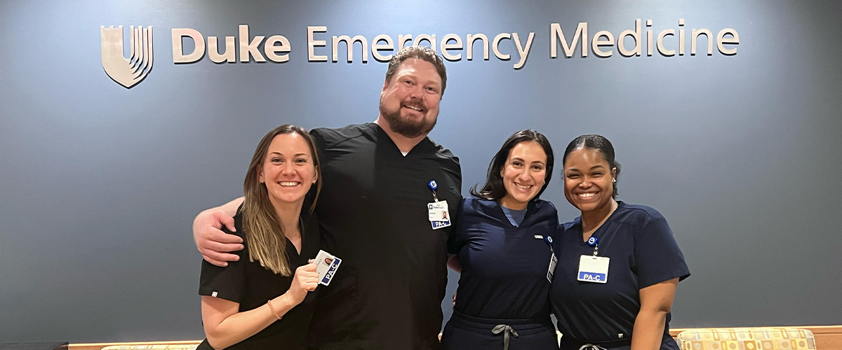 APP Residents in front of the Duke Emergency Medicine sign