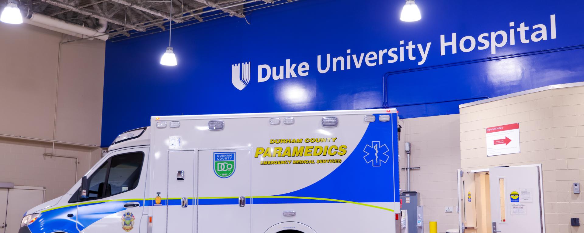 Ambulance arrives to the Duke University Hospital Emergency Department