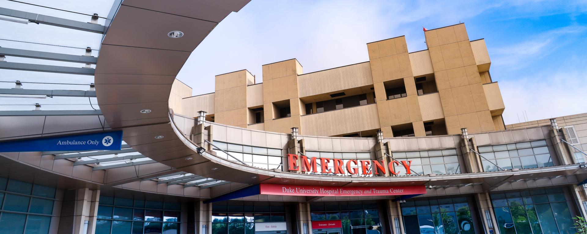 Exterior of entrance to Duke Emergency Department