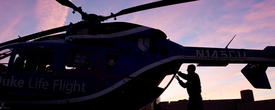 Duke Life Flight at night