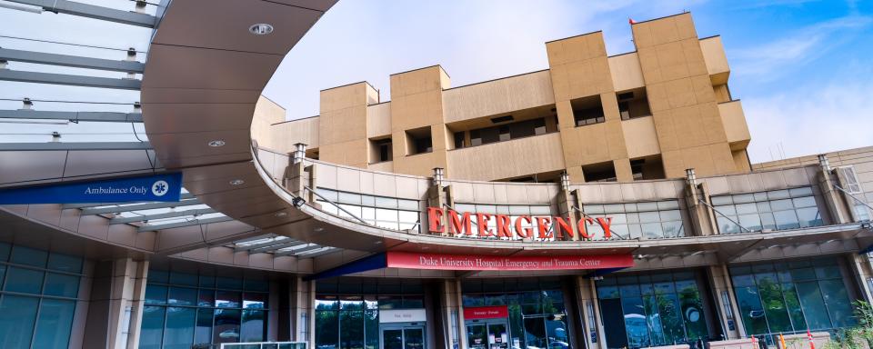 Exterior of entrance to Duke Emergency Department