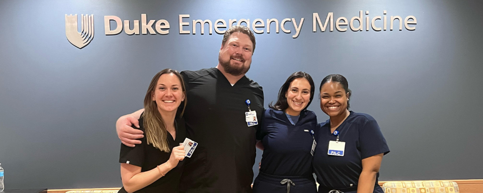 APP Residents in front of the Duke Emergency Medicine sign